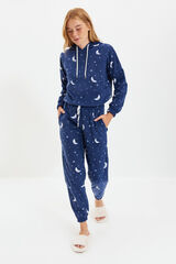 Trendyol Conjunto pijama polar capucha azul galaxia azul