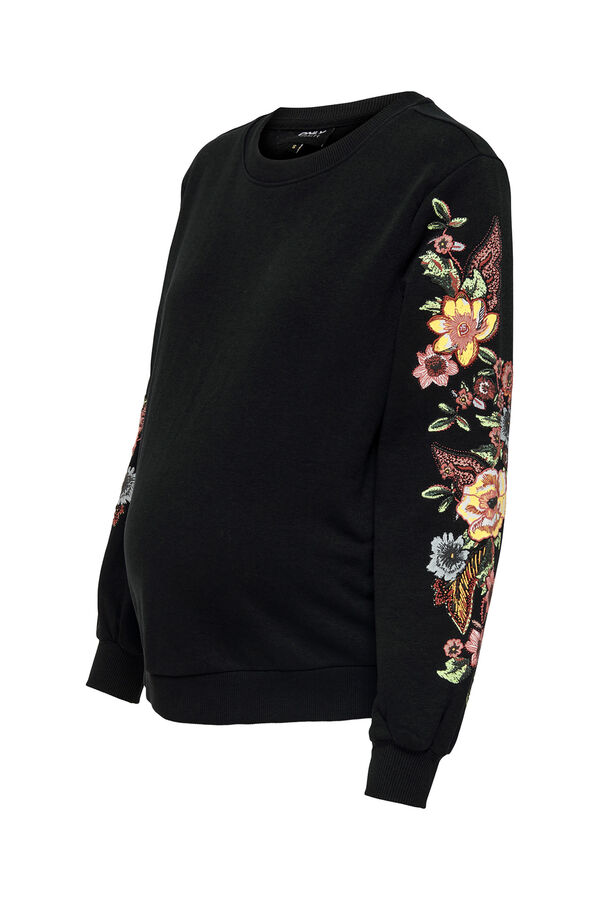 Only Maternity Sudadera maternity detalles florales negro