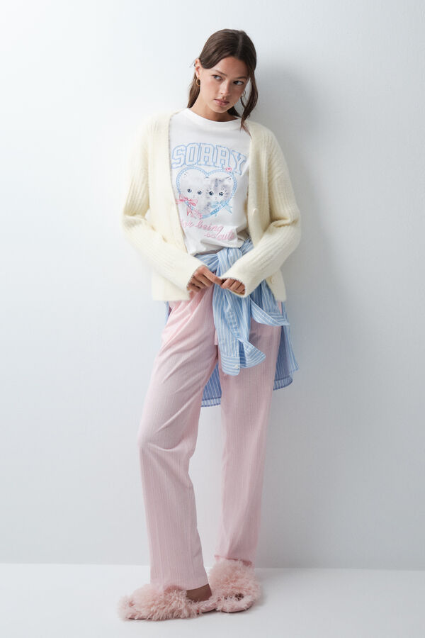 Women'secret Cardigan en tricot jaune imprim&eacute;