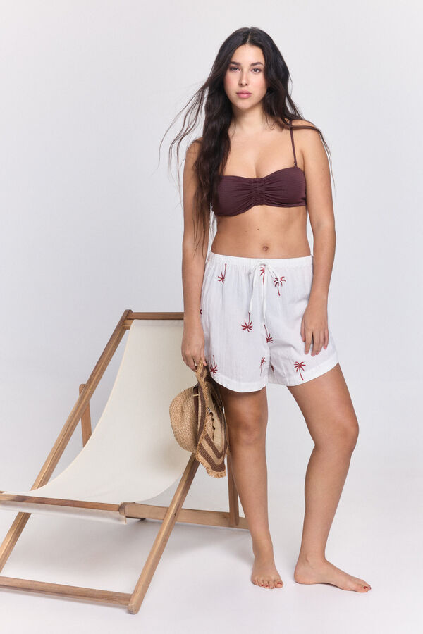 Pieces Kratke hlače od organskog pamuka s vezom Bijela