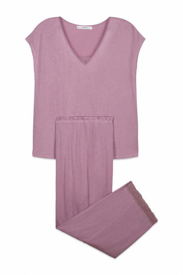 Women'secret Roze viskozna kapri pidžama mekanog dodira Roze