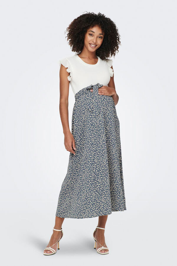 Only Maternity Falda midi estampado floral premam&aacute; gris