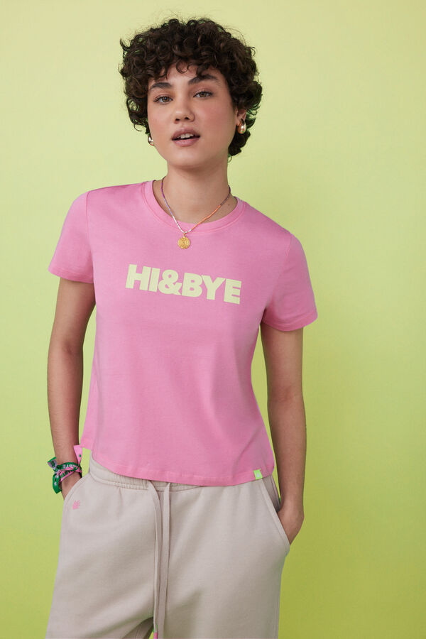 Womensecret T-shirt 100% algodão fúcsia logo rosa