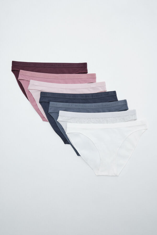 Women'secret Plain cotton 7-pack classic panties logo white