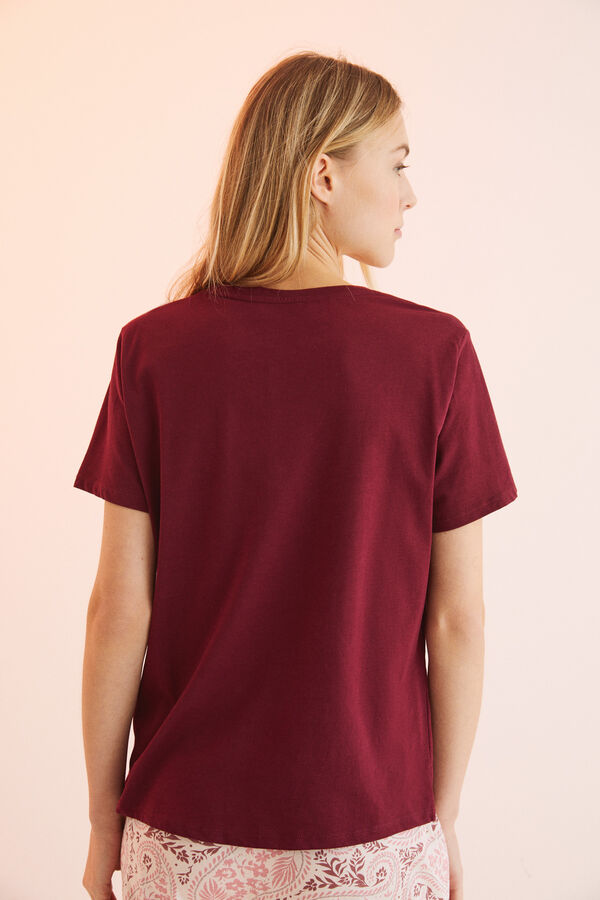 Womensecret T-Shirt 100 % Baumwolle Granatrot Rot