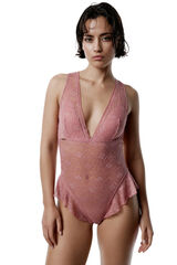 Black Limba Eclipse lace halterneck Bodysuit Roze