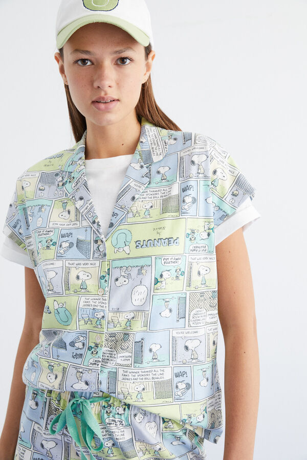 Womensecret Pijama largo camisero 100% algodón comic Snoopy estampado