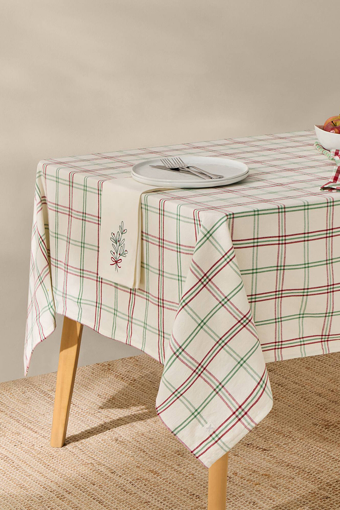 Textura Karierte Tischdecke aus Baumwolle