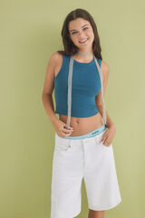 Womensecret Crop top coton bleu bleu