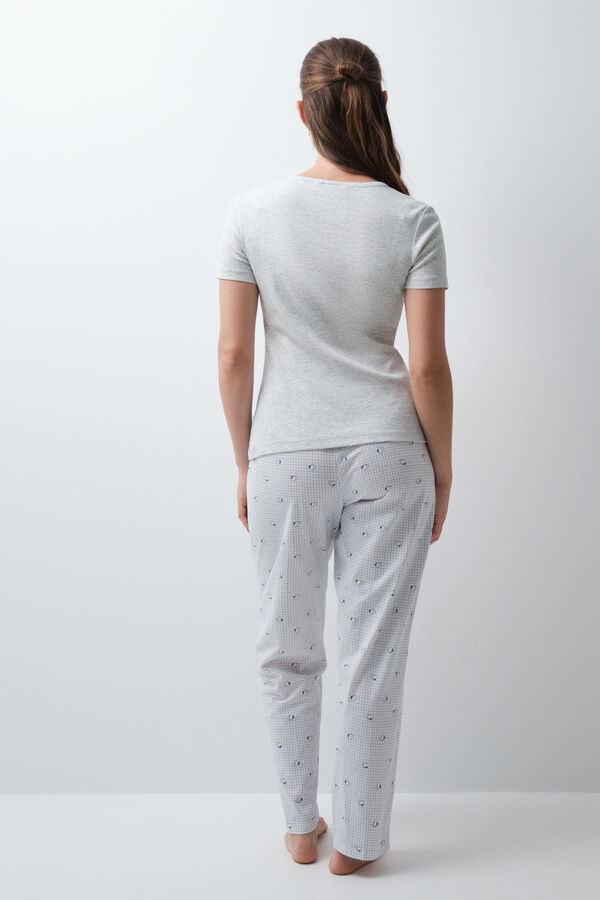 Women'secret Pyjama long manches courtes en coton Snoopy en flanelle gris
