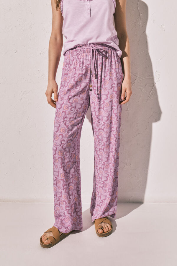 Women'secret Pink floral print long trousers pink