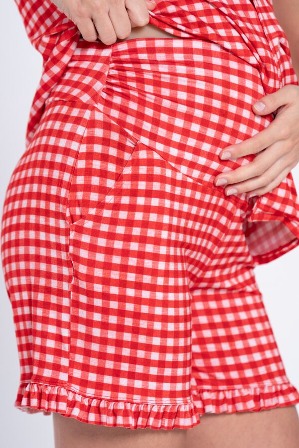 Ohma Gingham print maternity pyjamas pack brown