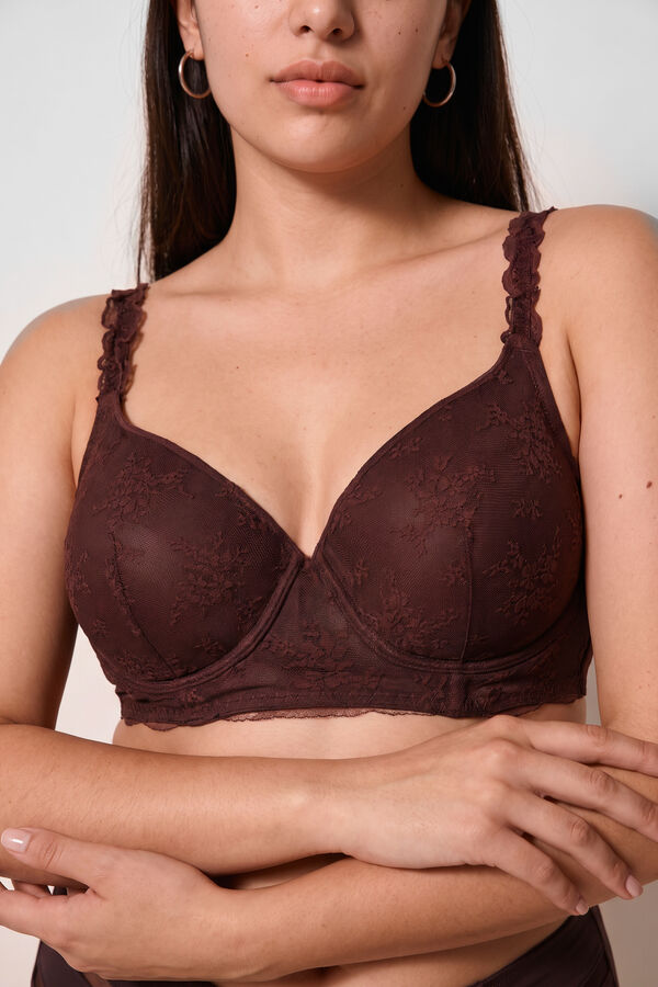 Women'secret Braon čipkasti balkonet grudnjak BEAUTIFUL Braon