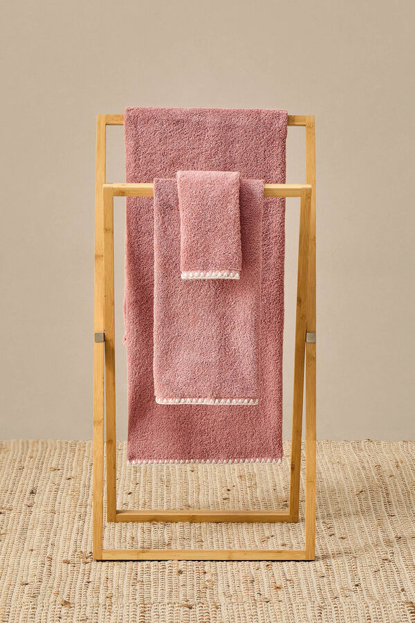 Textura Toalla ba&ntilde;o pespunte decorativo rosa