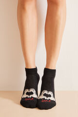 Womensecret Pakiranje od 3 para kratkih pamučnih čarapa Mickey „Love” S uzorkom