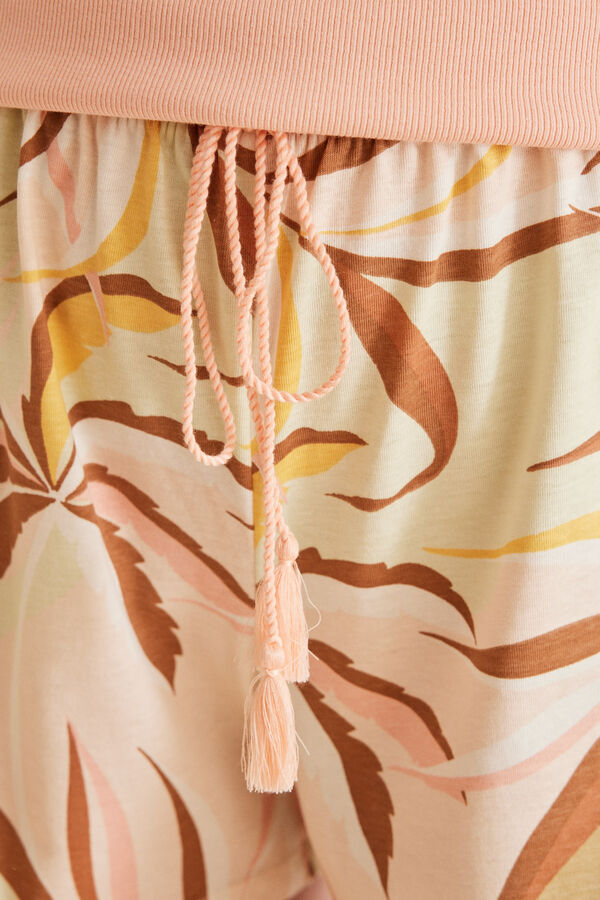 Womensecret Pidžama sa bretelama i šorts sa tropskim motivima Narandžasta