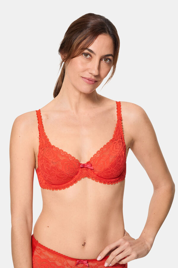 Playtex Floral lace bra burgundy