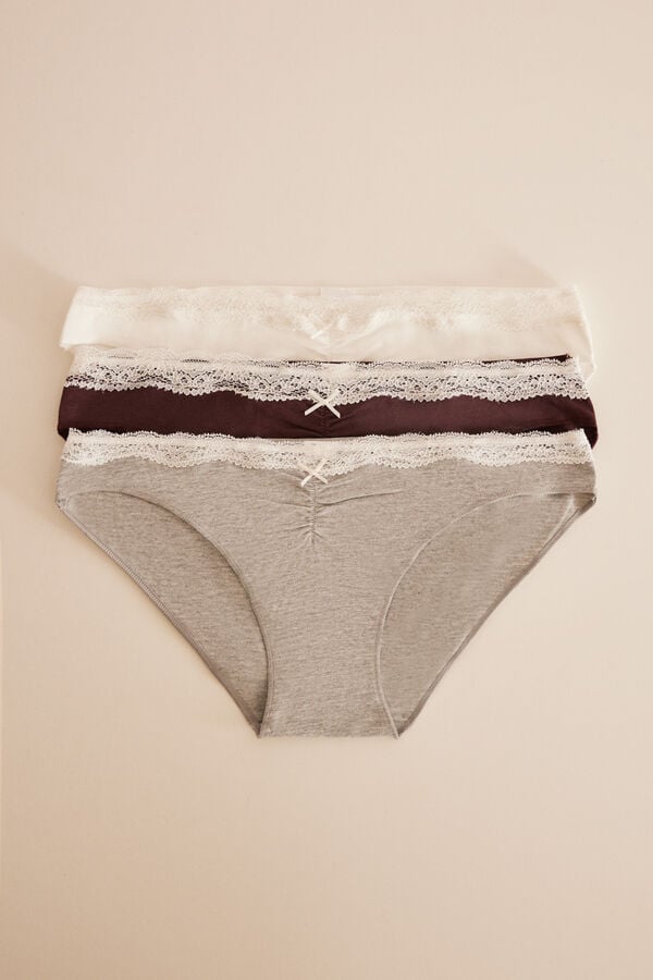 Womensecret Classic cotton ruched panties 3 Bordo