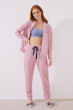 Womensecret La Vecina Rubia long velvet classic pyjamas pink
