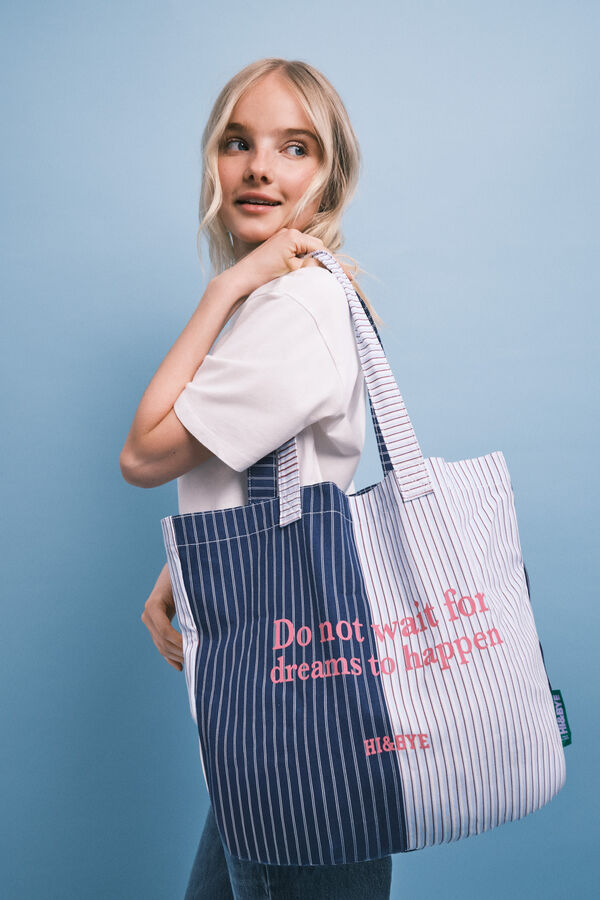 HI&BYE Blue striped tote bag blue