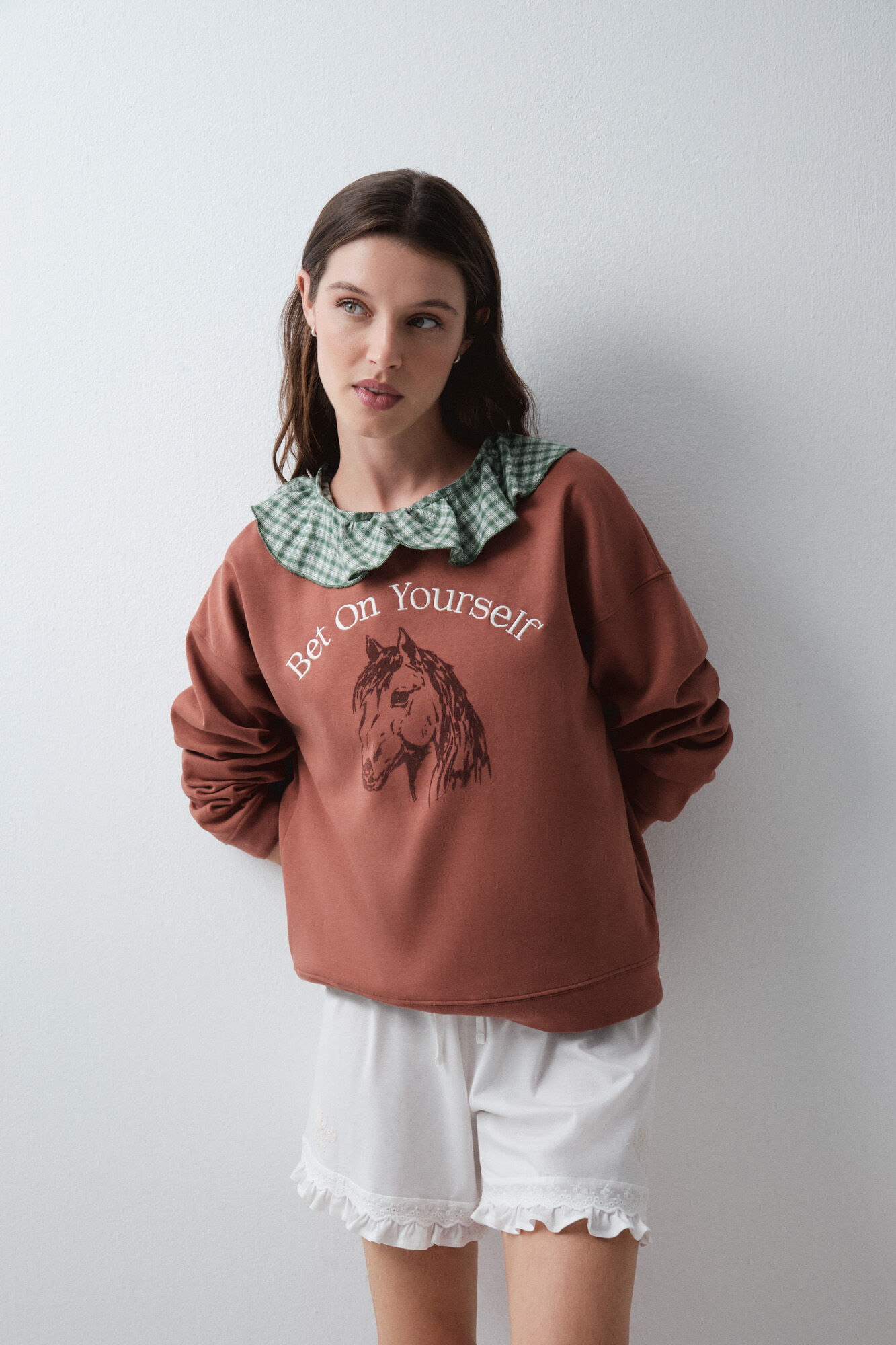 Women'secret Brown cotton horse sweatshirt