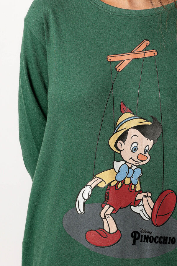 Admas Pijama largo estampado Pinocho para mujer verde