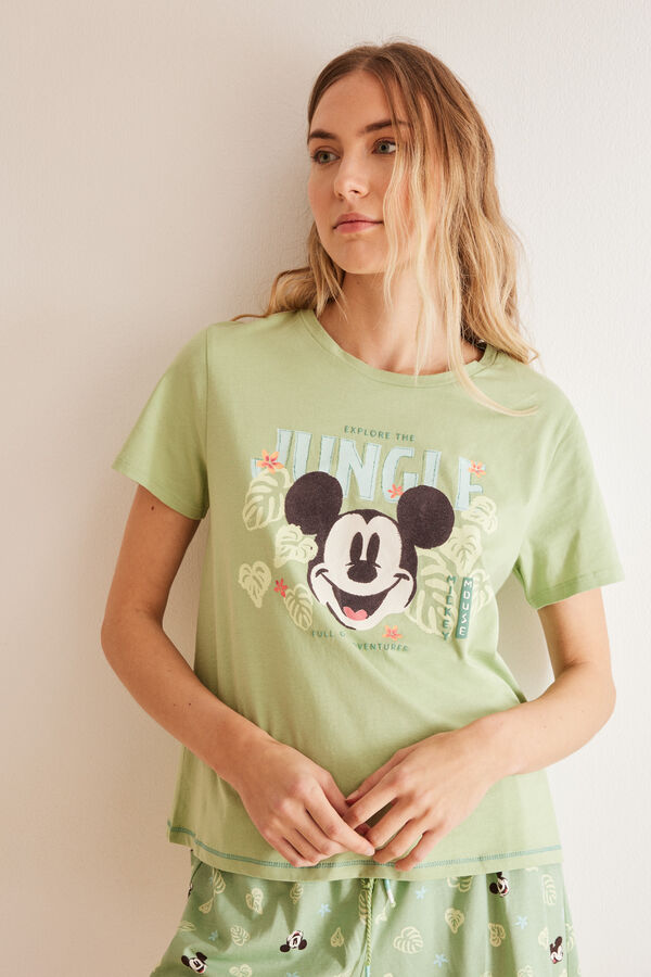 Womensecret Pijama 100% algodón verde Mickey verde