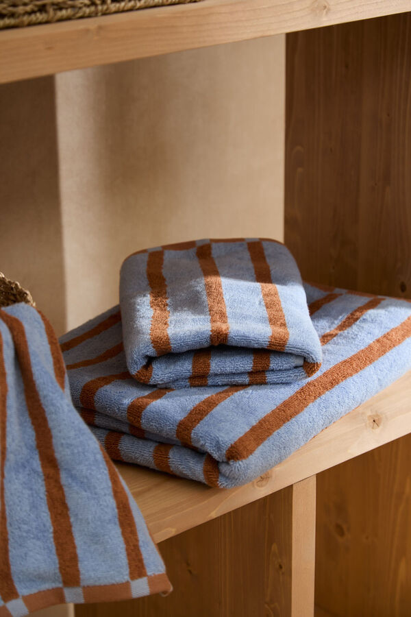 Calma House Blue striped terry cotton hand towel Saturn 50x90 blue