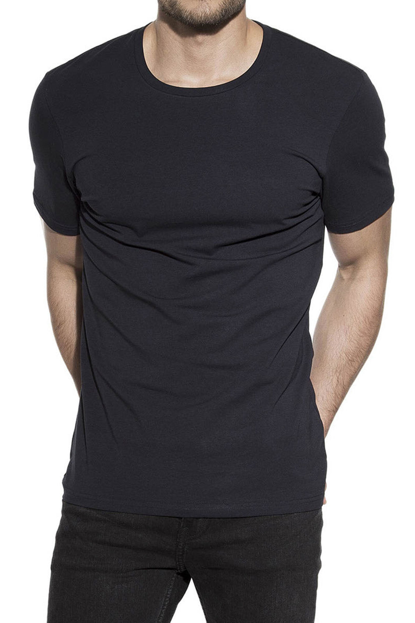 Bread & Boxers Pack 2 camisetas el&aacute;sticas cuello caja algod&oacute;n org&aacute;nico azul marino