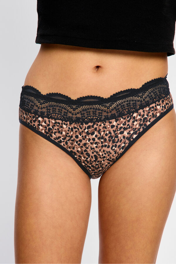 Modibodi Braga Menstrual Encaje Alta Bambú Flujo Abundante Brown nude