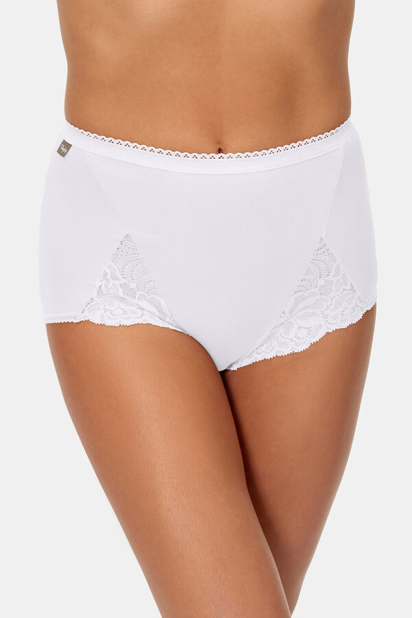 Playtex Pack de 2 cuecas maxi stretch de algod&atilde;o com renda branco