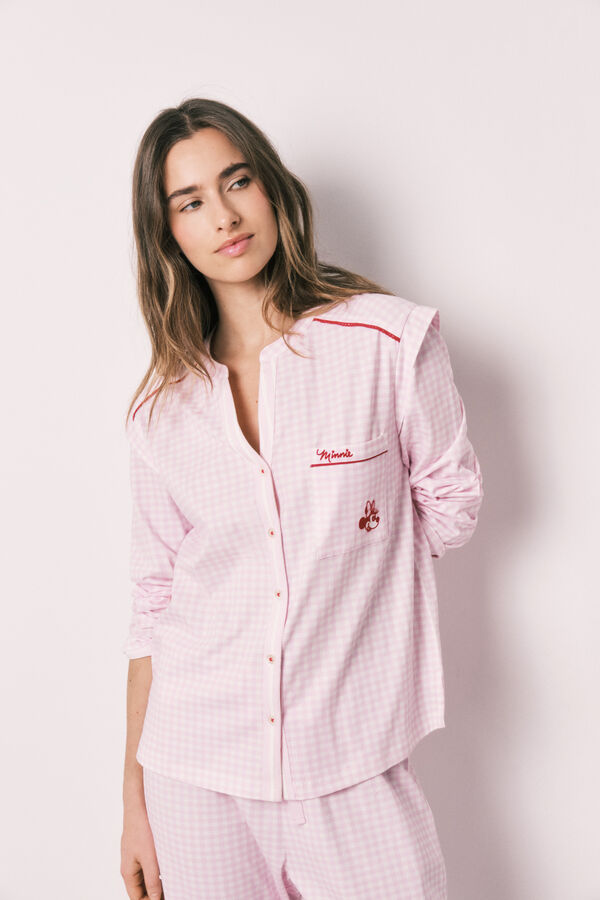Women'secret Cotton mandarin collar long pyjamas pink
