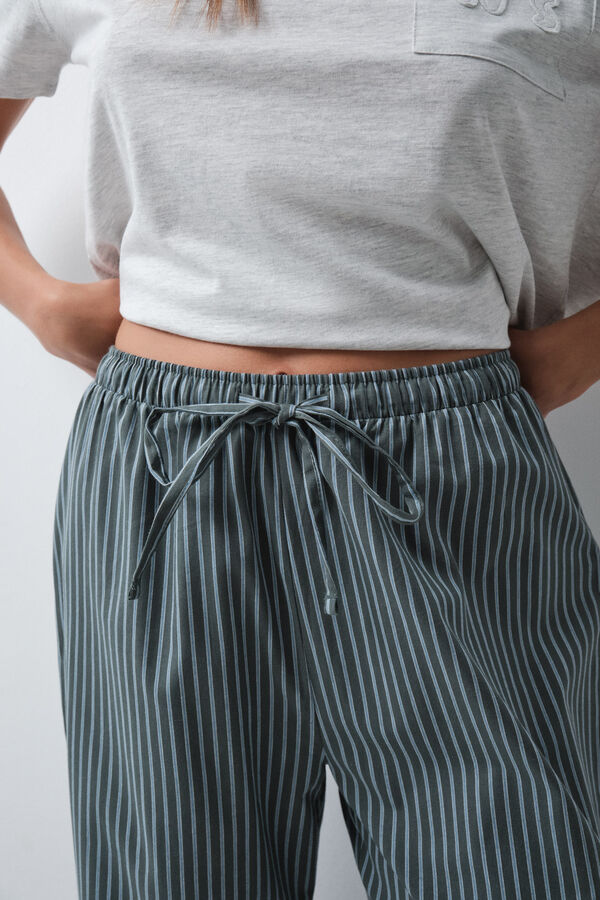 Women'secret Green striped long trousers green