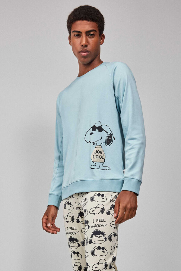 Gisela Pijama largo de hombre Snoopy azul