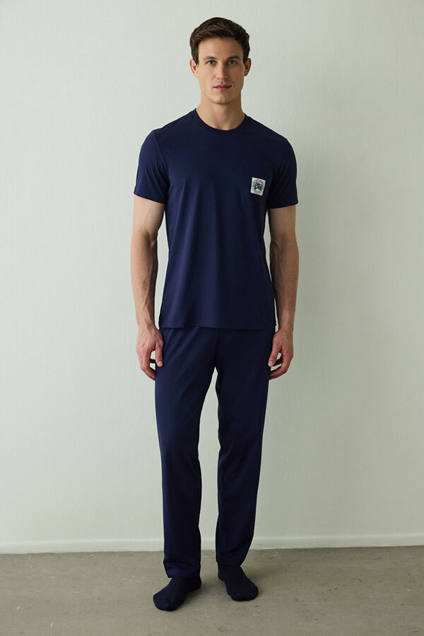 Penti Conjunto de pijama de manga corta de algod&oacute;n "Never" para hombre azul