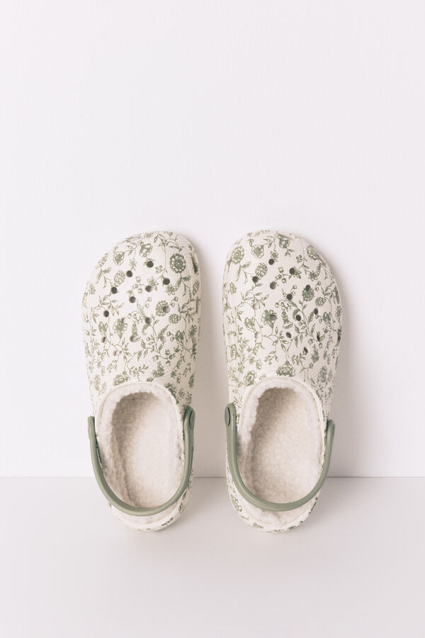 Women'secret Green floral clogs slippers green