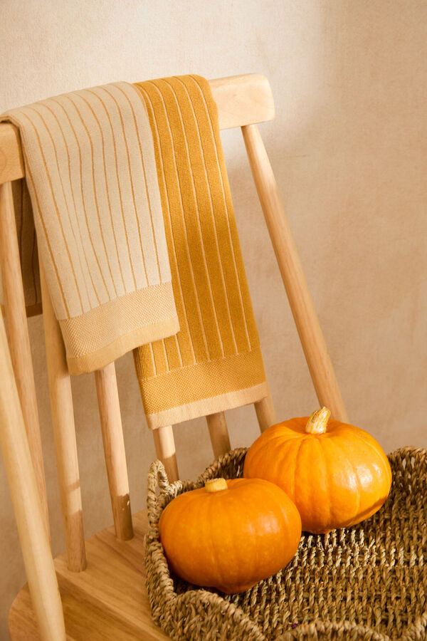 Calma House Mustard terry cloth set of 2 kitchen towels Lisboa 50x50 printed