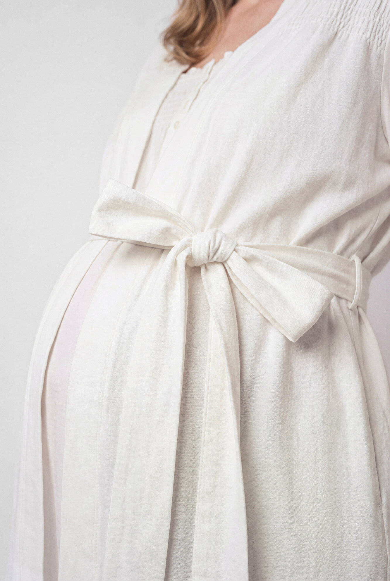 Women'secret Robe em algod&atilde;o com cinto branco