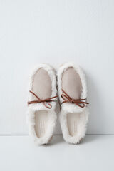 Women'secret Beige faux fur loafer slippers nude