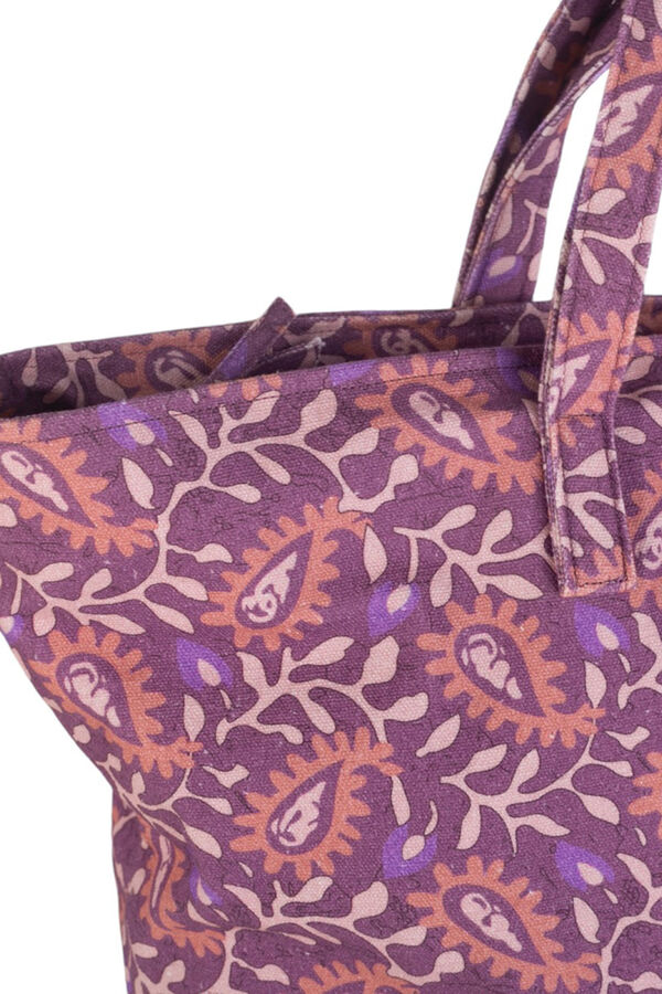 Kbas Bolsa de algod&atilde;o com al&ccedil;a dupla e flores rosa