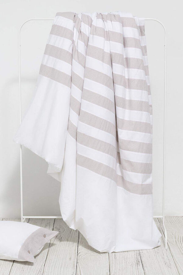 Womensecret Funda nórdica algodón percal combinación tejidos. Cama 80-90cm. blanco