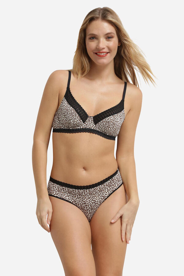 DIM Microfibre and lace classic panty nude