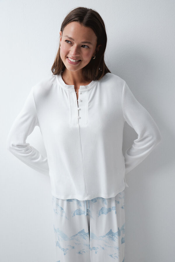 Women'secret White long sleeve T-shirt beige