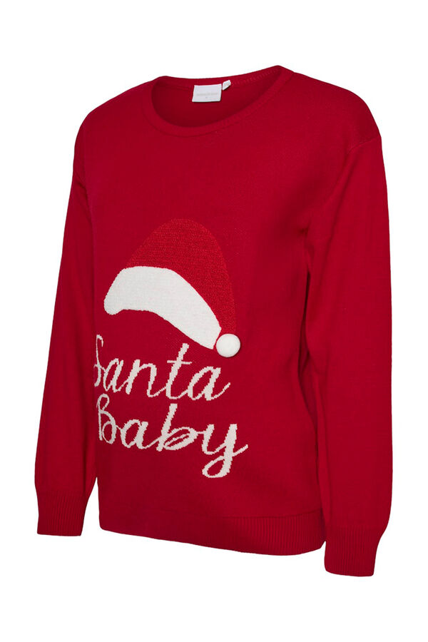 Mamalicious Weihnachtspullover für Schwangere Rot