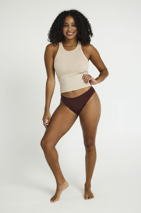 Modibodi Calcinha menstrual sem costura cl&aacute;ssica Cocao com absor&ccedil;&atilde;o moderada e abundante castanho