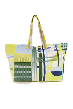 Womensecret Beach bag with green geometric print Grün