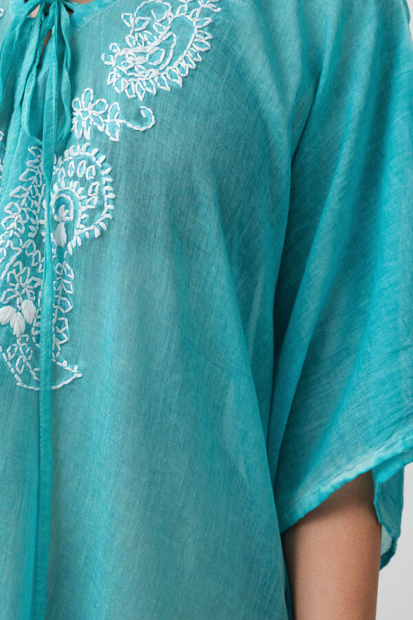 Womensecret Cotton tunic with embroidered detail Tirkizna