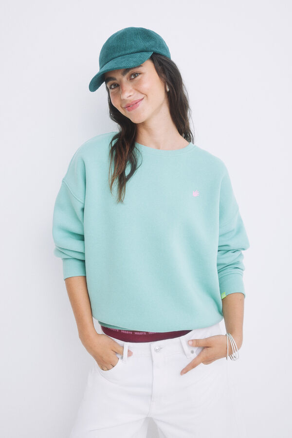 Womensecret Green terry logo sweatshirt green