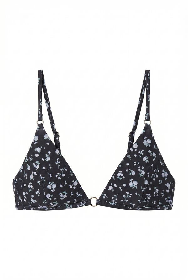 Women'secret Blue floral mini triangle bikini top black