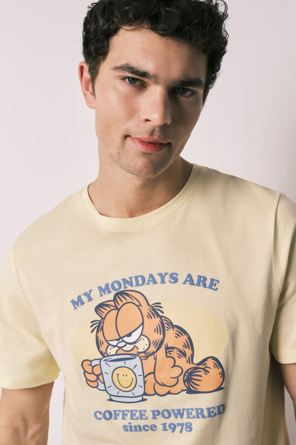 Women'secret 100% cotton men's short pyjamas GARFIELD yellow